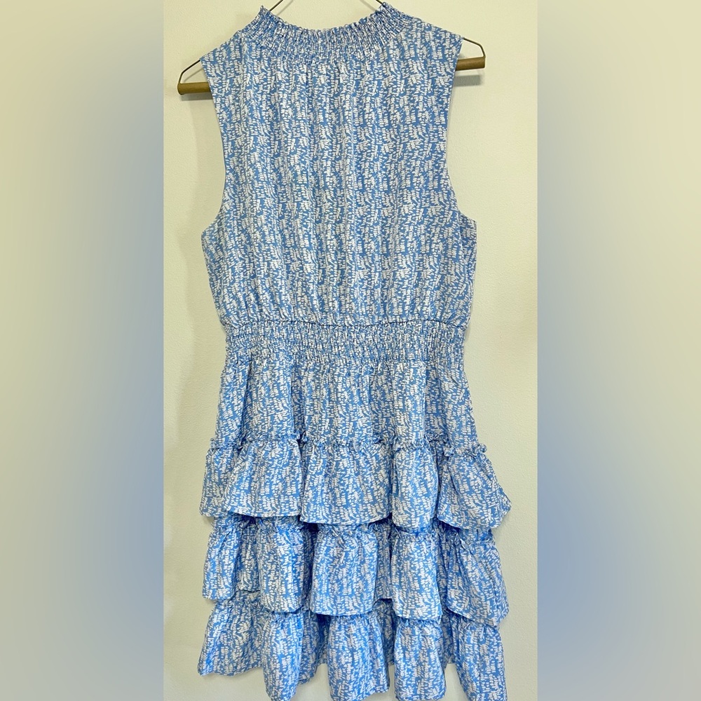 Light Blue and White Ruffled Dress